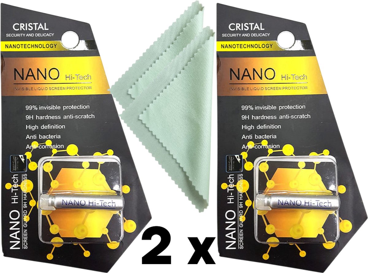 Nano Hi-Tech+ Vloeibare Schermbeschermer – Set van 2 + 2 Reserve Doekjes