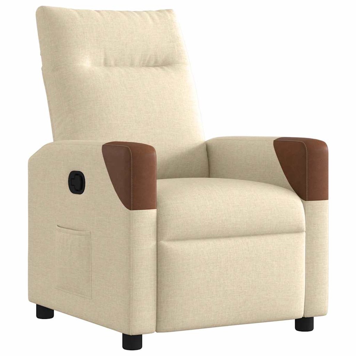 vidaXL Fauteuil - verstelbaar - stof - crèmekleurig crème en bruin