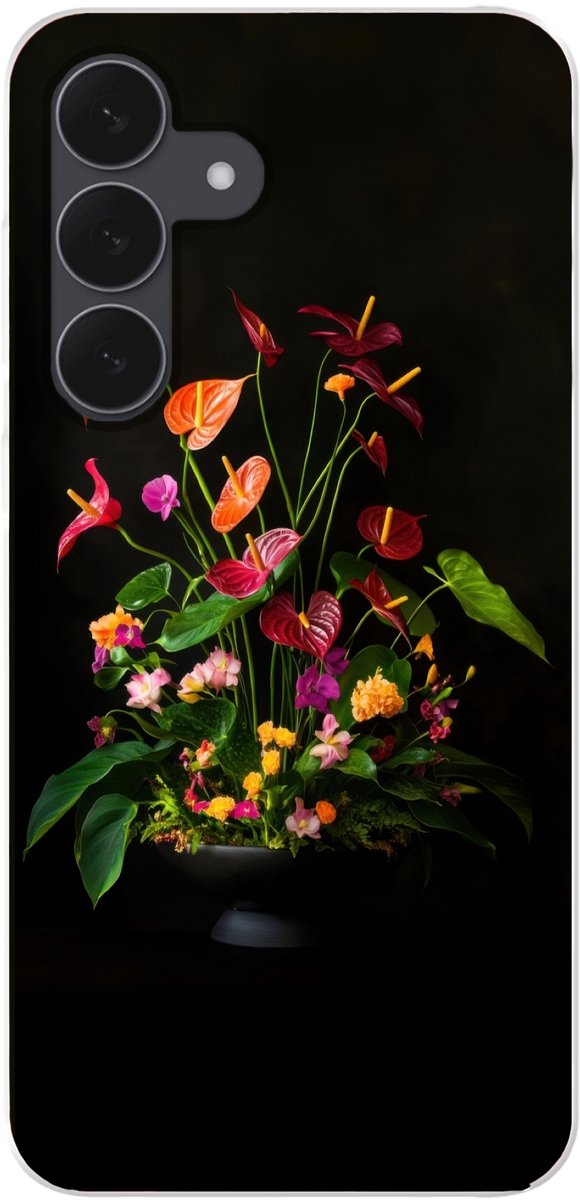 Telefoonhoesje Geschikt voor Samsung Galaxy S25 FE hoesje - Bloemen - Vaas - Kleurrijk - Siliconen Telefoonhoesje Telefoonhoesje