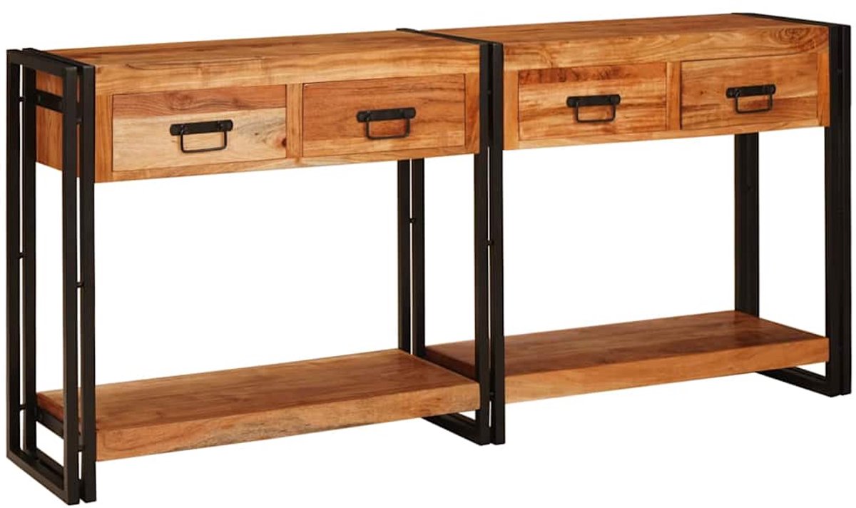 vidaXL Wandtafels - 2 - st - Bruin - 161 - x - 33 - x - 75 - cm - Massief - Acacia - Hout