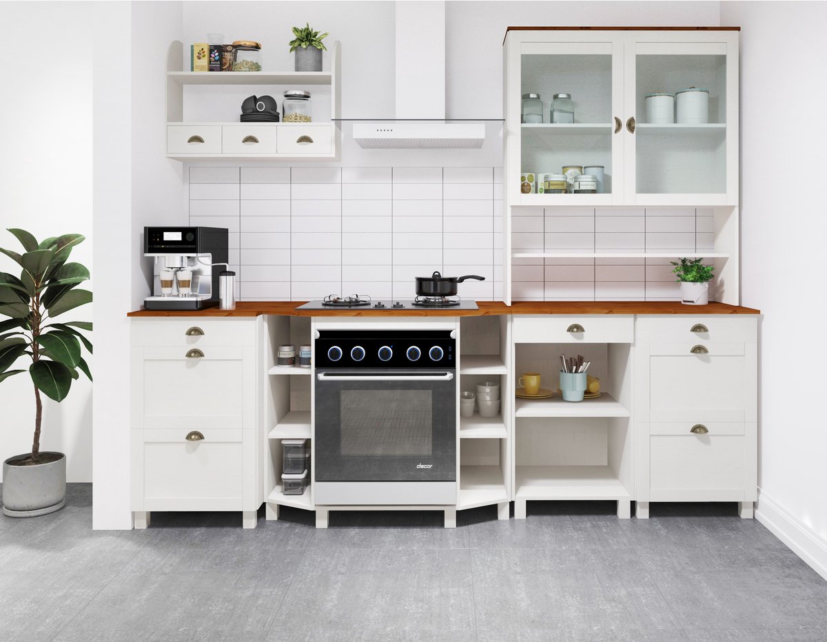 Toscana-Keuken CupBoard 3 lades in wit honig