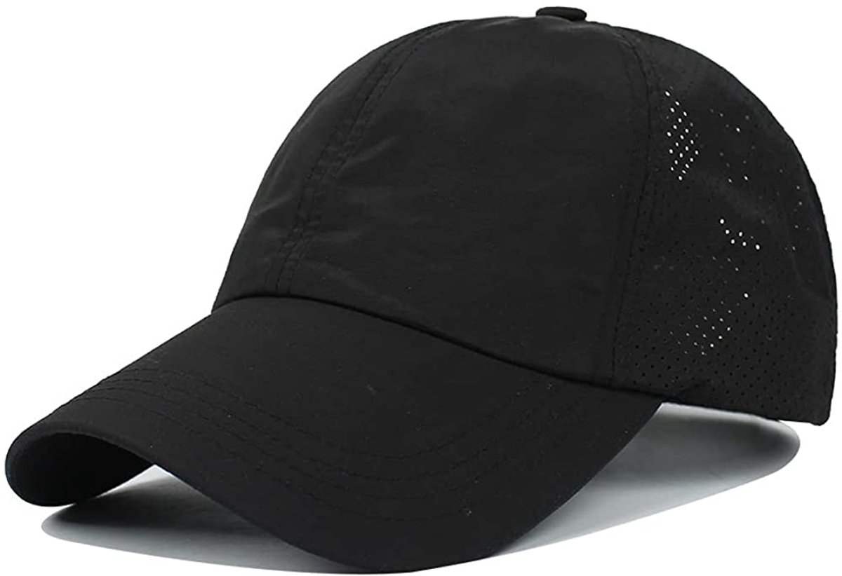 Zomerpet-Dames-Herensummerpet-Sportpet-Zonnebescherming-Zwart-55tot60cm