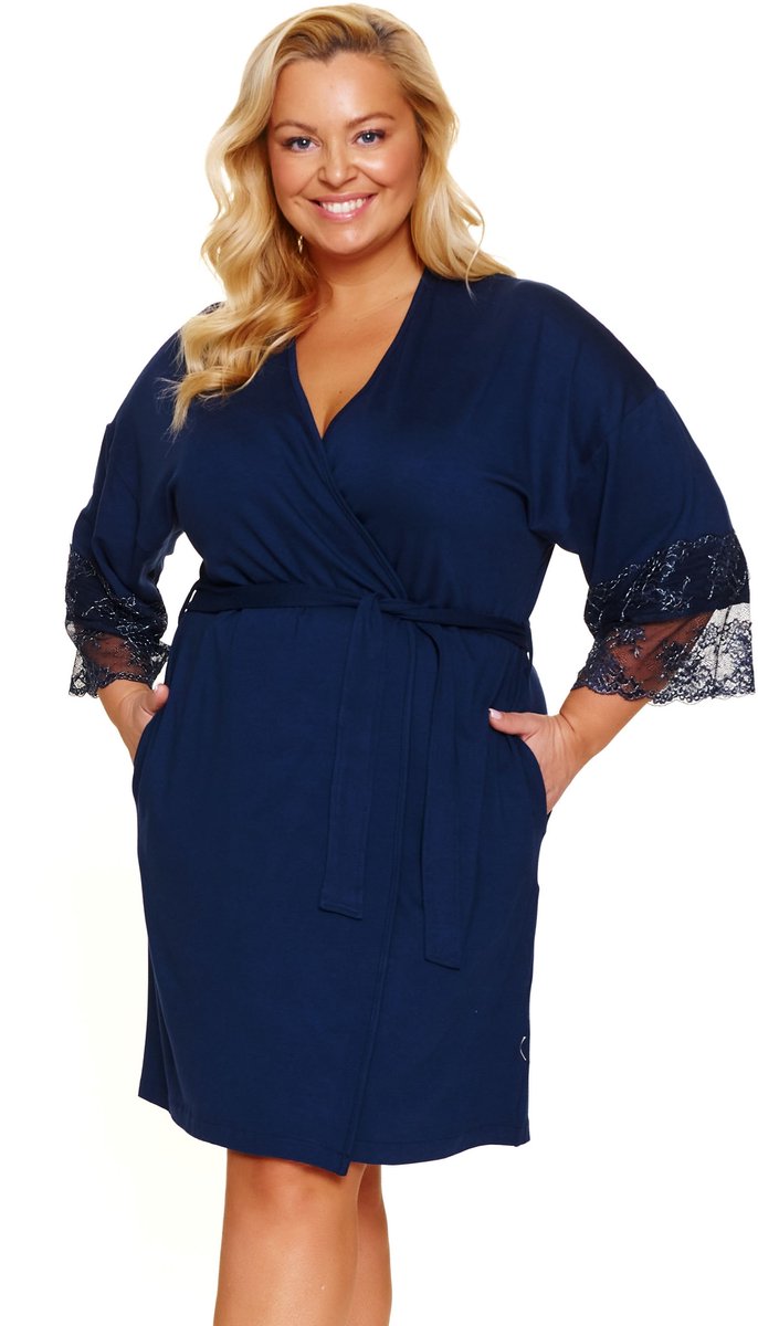 Doctor Nap Badjas Dames Kamerjas Viscose Plus Size Navy SWW.7261 40 / L