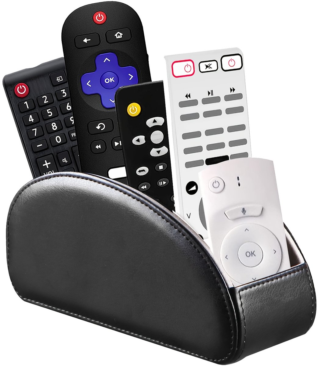 Afstandsbediening houder - Afstandsbediening Organiser - Afstandsbediening Opbergdoos - Televisie Accessoires - 5 vakken - Kunstleer - zwart