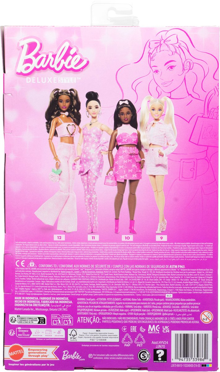 Mattel Barbie pop deluxe stijl golvend haar en strik speelgoed. — afbeelding 5