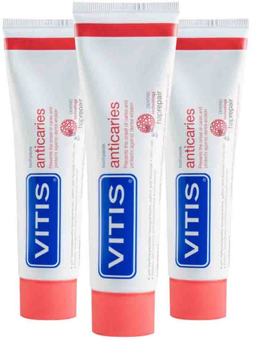 3x Vitis Anticaries Tandpasta 75 ml