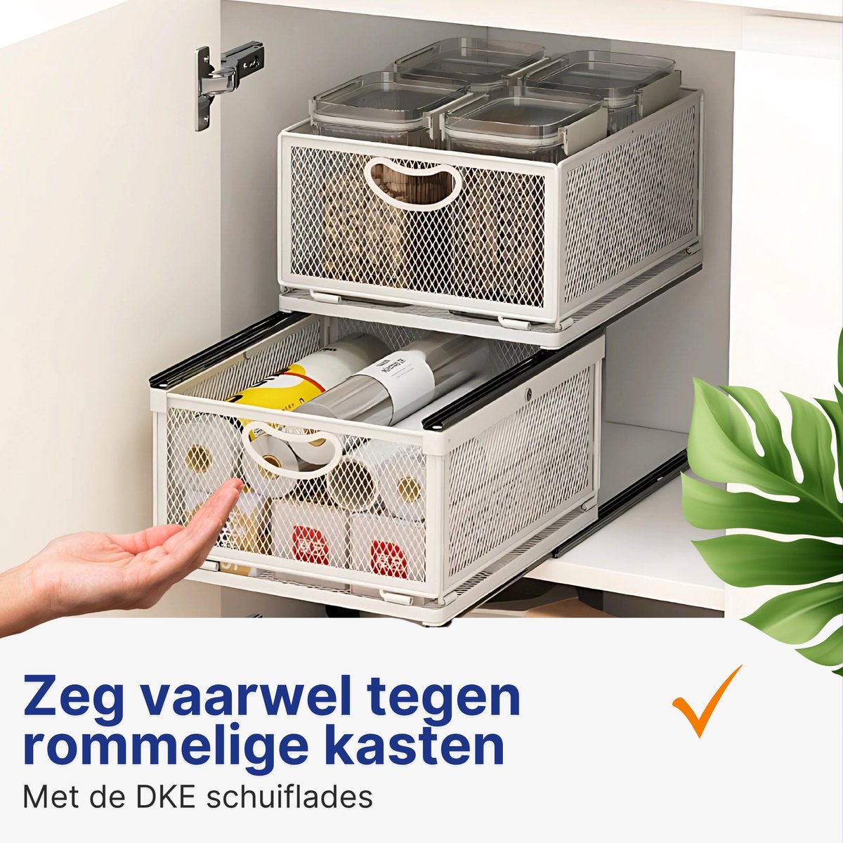 DKE® Keukenlade schuiflade organizer, gootsteenkast en keukenkast organizer, telescopisch keukenrek, maat L 40x24x21,2 cm, wit — cadeau in Cadeau-ideeën - foto 2