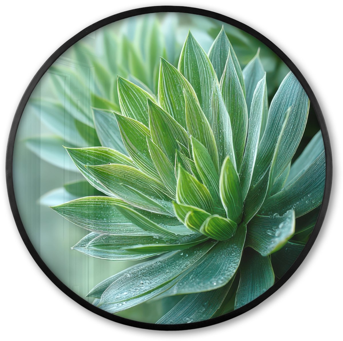 FrameYourWall Poster in lijst Rond - Fotolijst 80x80 cm - Posters - Blad - Plant - Groen - Textuur - Ronde posterlijst zwart - Decoratie - Wanddecoratie woonkamer - Muurdecoratie slaapkamer