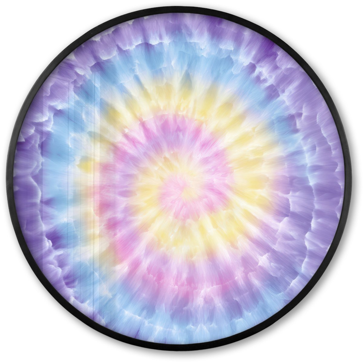 FrameYourWall Poster in lijst Rond - Fotolijst 60x60 cm - Posters - Spiraal - Tie dye - Pasteltinten - Ronde posterlijst zwart - Decoratie - Wanddecoratie woonkamer - Muurdecoratie slaapkamer
