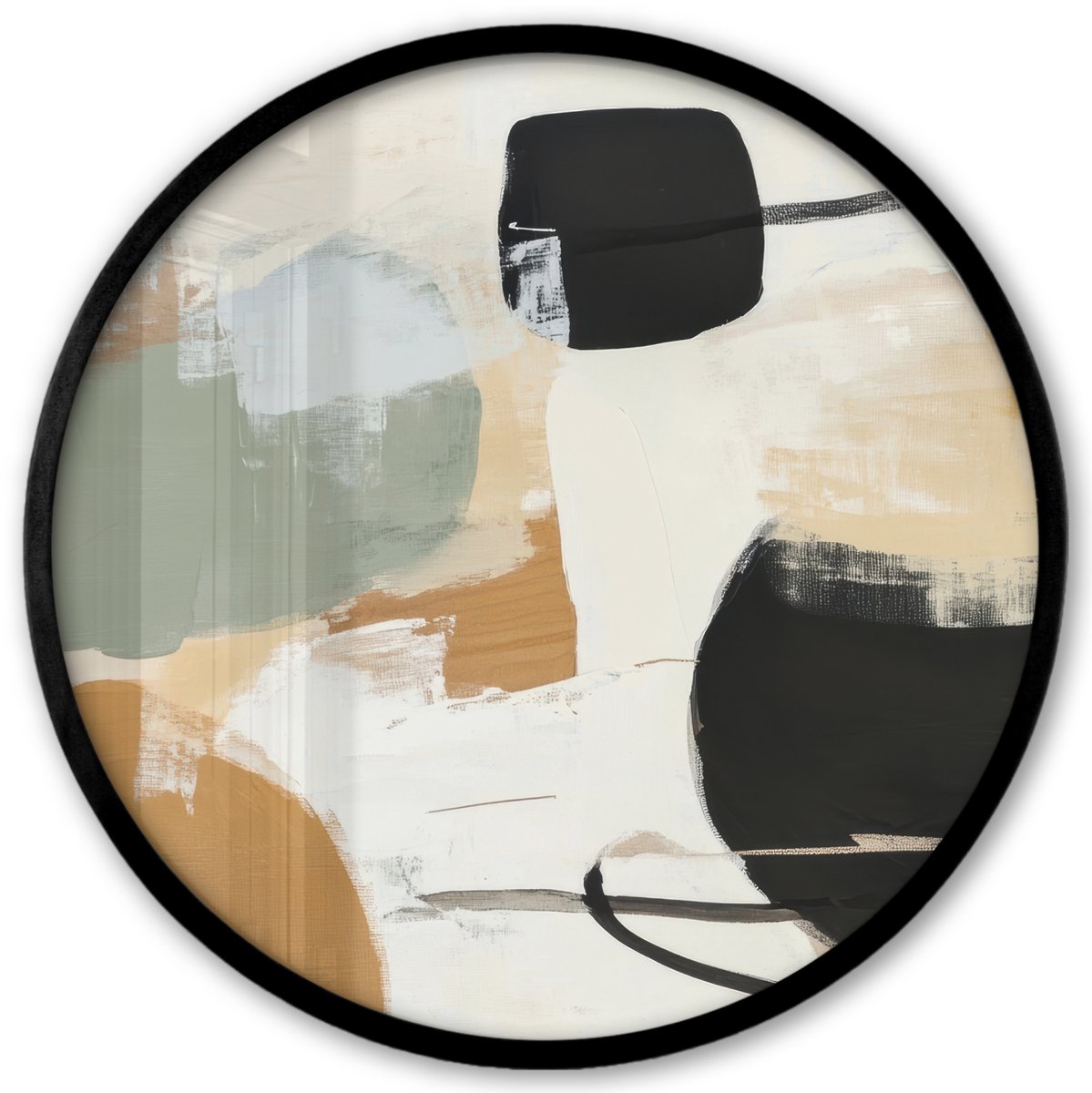 FrameYourWall Poster in lijst Rond - Fotolijst 40x40 cm - Posters - Paint - Abstract - Kleuren - Ronde posterlijst zwart - Decoratie - Wanddecoratie woonkamer - Muurdecoratie slaapkamer