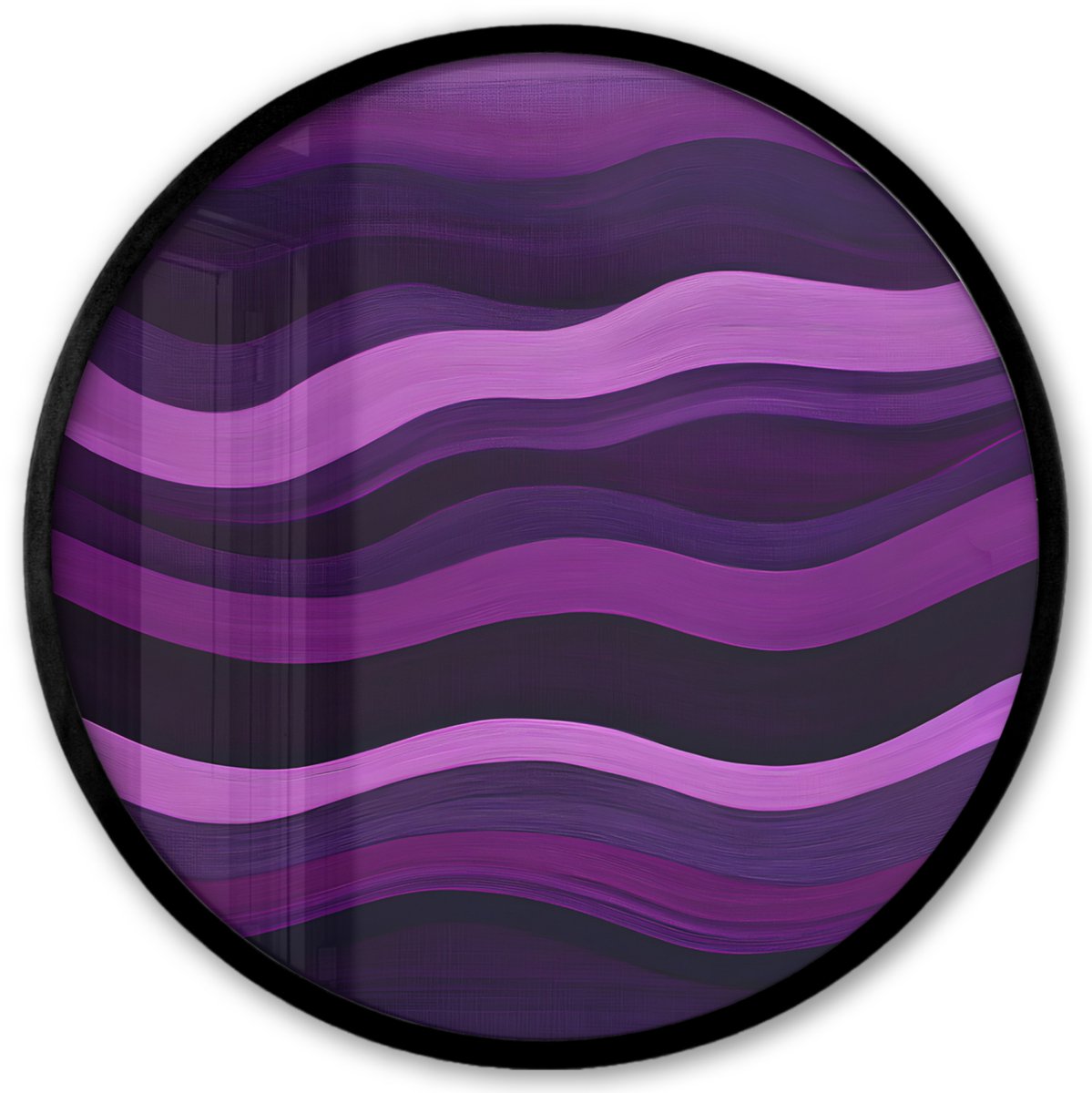 FrameYourWall Poster in lijst Rond - Fotolijst 40x40 cm - Posters - Lijnen - Golven - Paars - Abstract - Ronde posterlijst zwart - Decoratie - Wanddecoratie woonkamer - Muurdecoratie slaapkamer Golven - Abstract