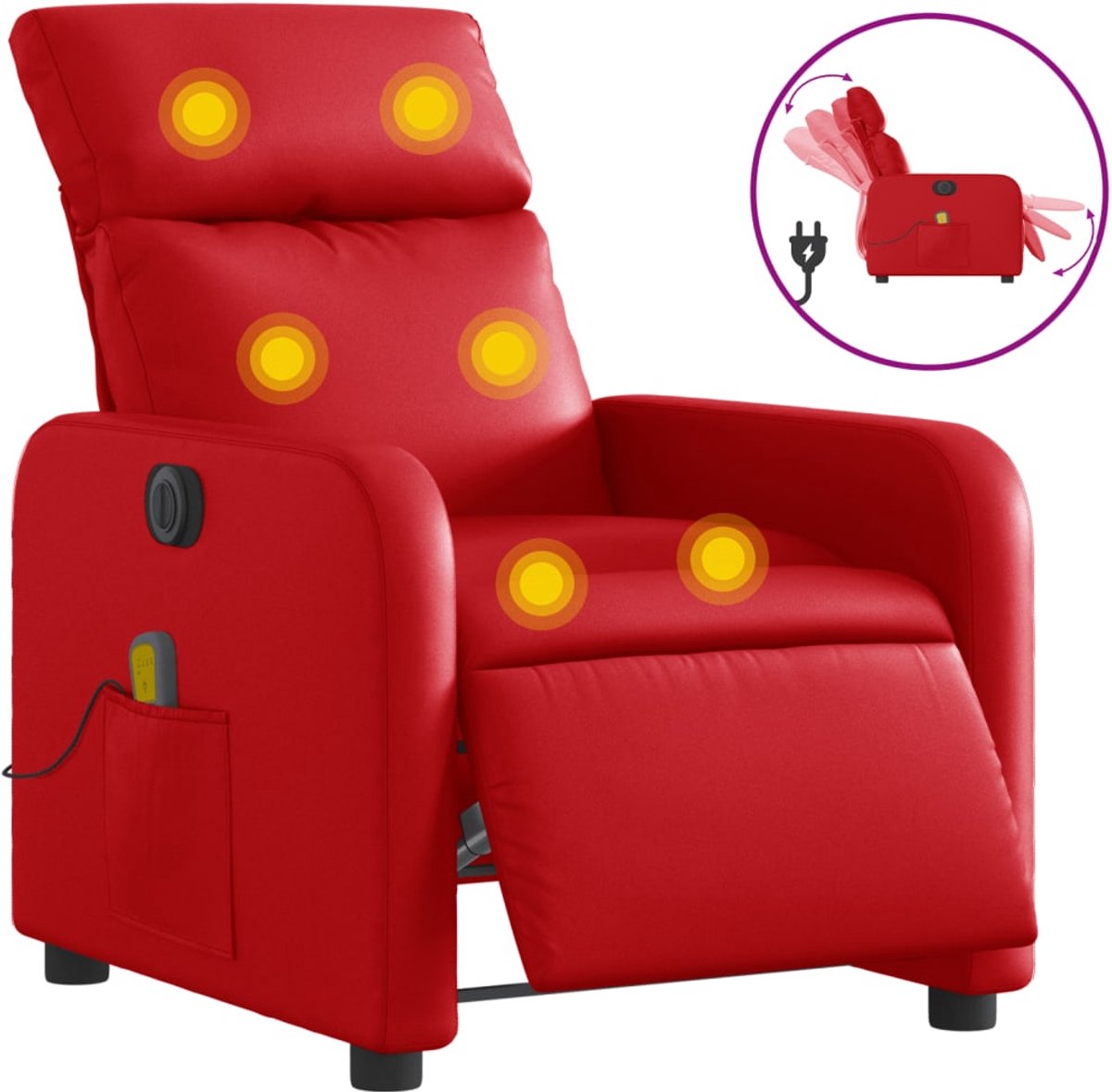 vidaXL Massagestoel - verstelbaar - elektrisch - kunstleer - rood