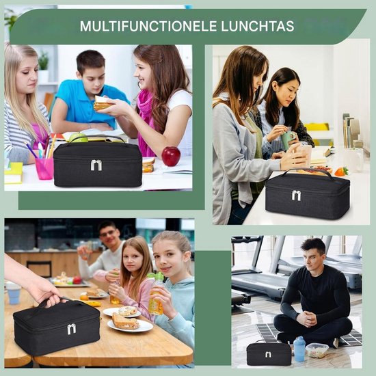 QTTVBTNA -Isothermische Lunchtas 4L - Draagbare Koeltas voor Lunchbox - Compacte Zachte Koelbag voor School, Werk, Picknick, Mannen, Vrouwen en Kinderen - Zwart van QTTVBTNA — afbeelding 4