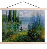 Support mural pour affiche inclus. Affiche 150 x 113 cm - Affiche scolaire - Fleurs - Lac - Montagnes - Vert - Affiche textile - Lattes vierges