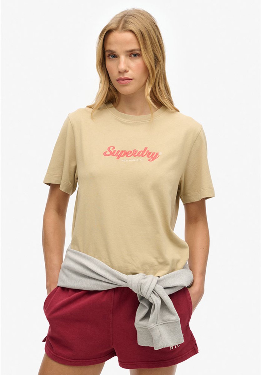 Superdry Country Club ruimvallend T-shirt Dames T-shirts Beige
