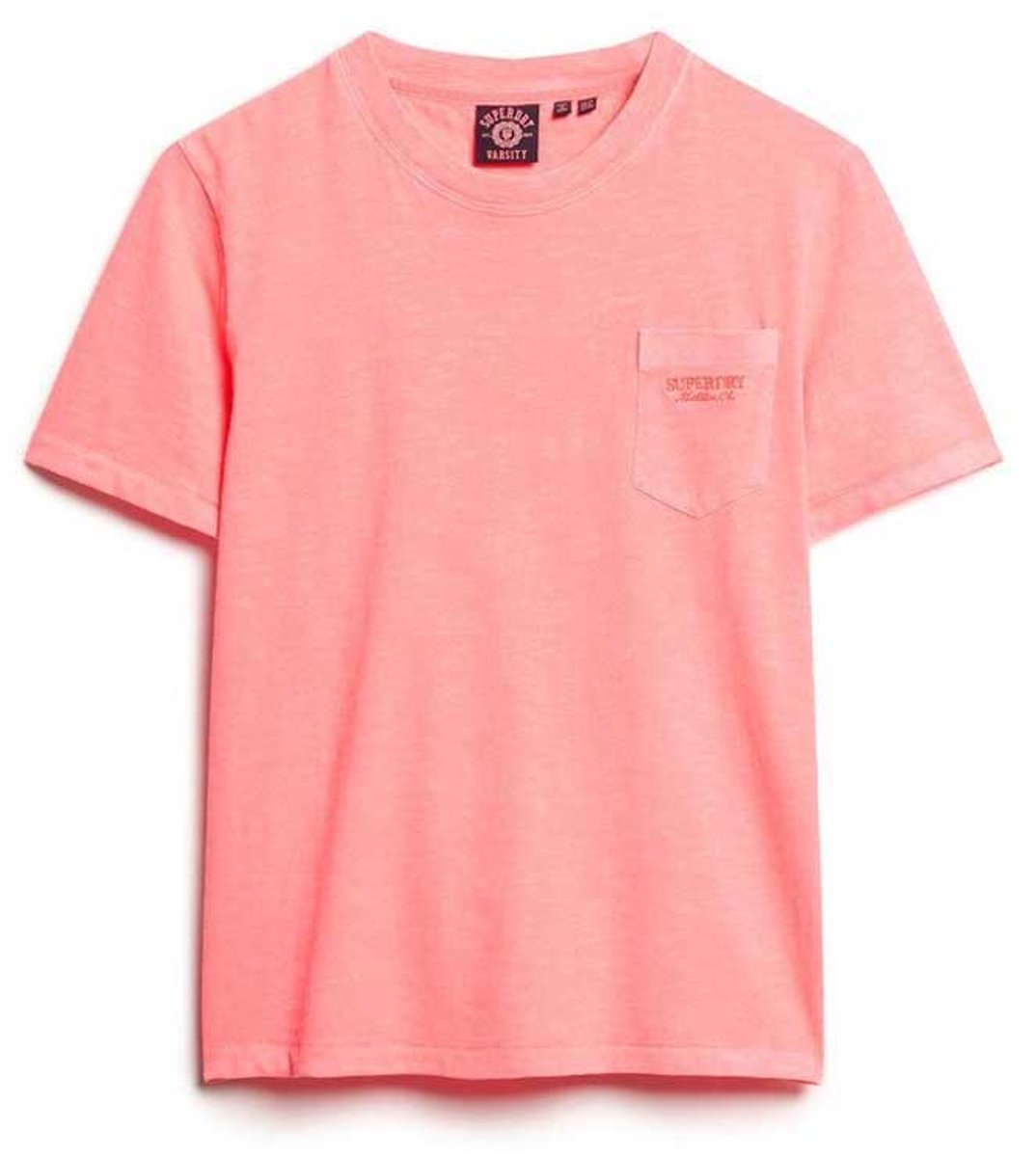 Superdry Essential garment-dye T-shirt met logo en borstzak Dames T-shirts Koraal