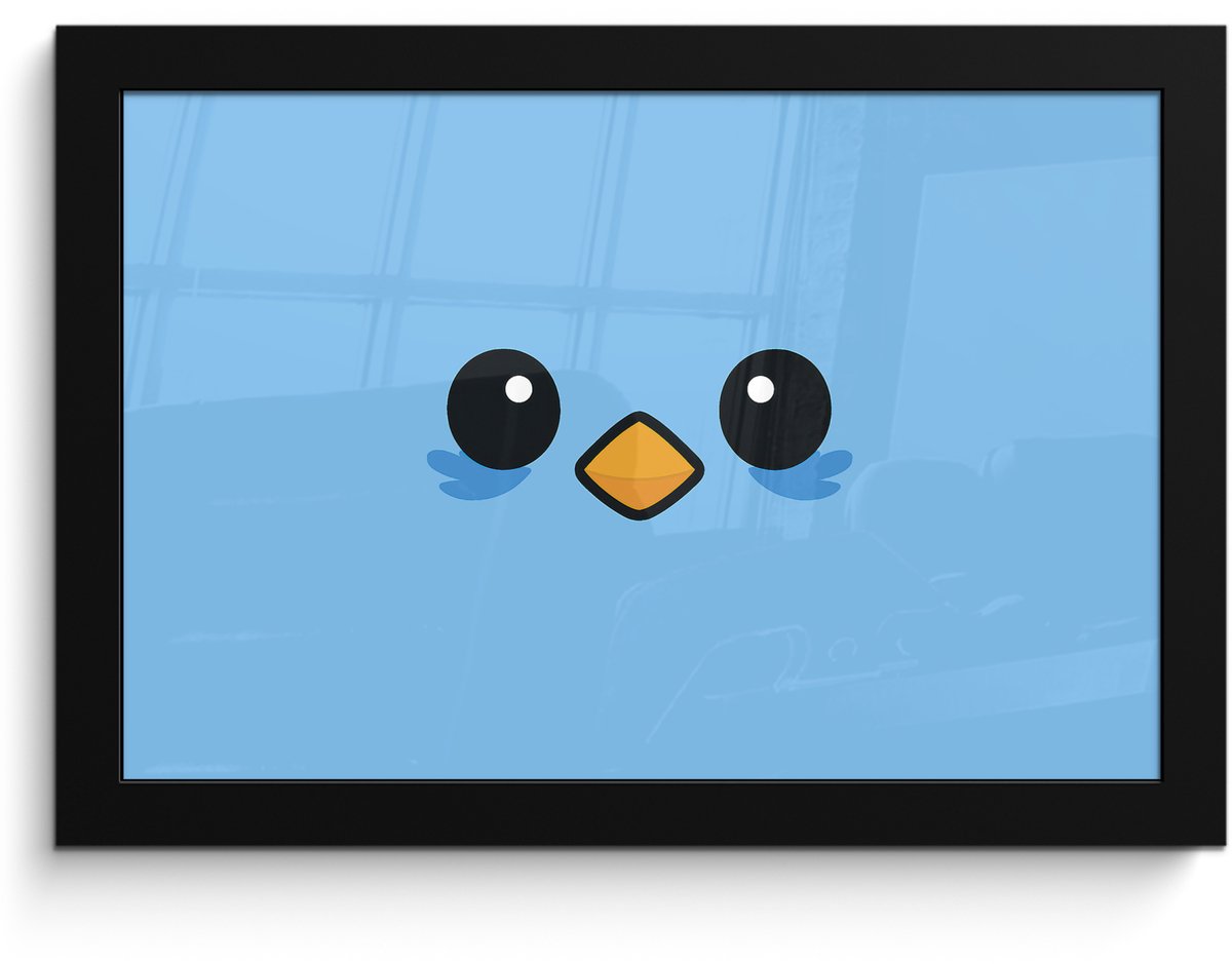 FrameYourWall Poster in lijst - Fotolijst 30x20 cm - Posters - Vogel - Blauw - Eenvoudig - Posterlijst zwart - Decoratie - Wanddecoratie woonkamer - Muurdecoratie slaapkamer