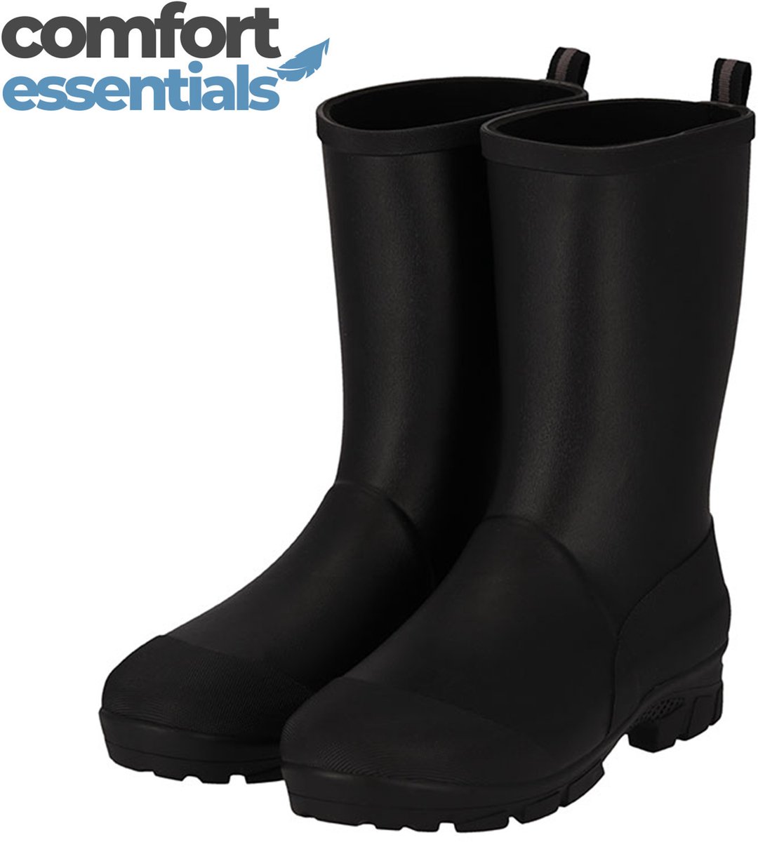 Comfort Essentials - Hoge Regenlaarzen Heren - Zwart - Maat 41 - Rubber Laarzen Heren - Outdoorlaarzen Heren - Waterdicht met Demping