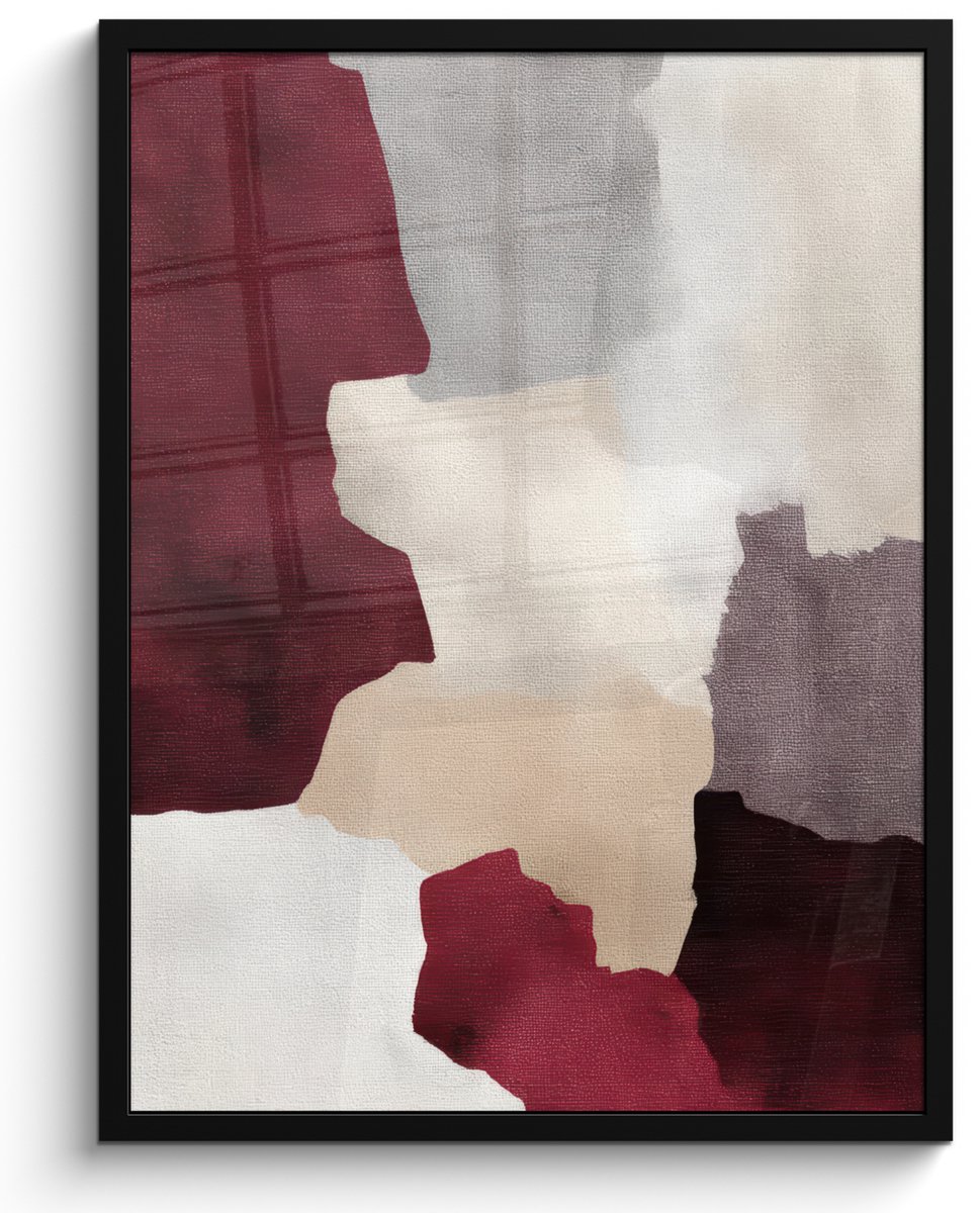 FrameYourWall Poster in lijst - Fotolijst 60x80 cm - Posters - Abstract - Kleurbakken - Rood - Posterlijst zwart - Decoratie - Wanddecoratie woonkamer - Muurdecoratie slaapkamer Abstract - Kleurvlakken