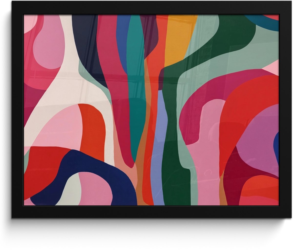 FrameYourWall Poster in lijst - Fotolijst 40x30 cm - Posters - Vormen - Bochten - Kleurrijk - Abstract - Posterlijst zwart - Decoratie - Wanddecoratie woonkamer - Muurdecoratie slaapkamer Abstract - Kleurrijk - Golven