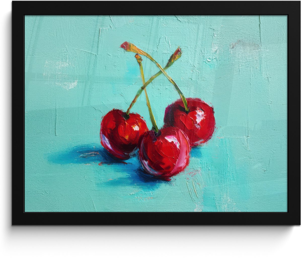 FrameYourWall Poster in lijst - Fotolijst 40x30 cm - Posters - Kersen - Rood - Drie - Geverfd - Posterlijst zwart - Decoratie - Wanddecoratie woonkamer - Muurdecoratie slaapkamer