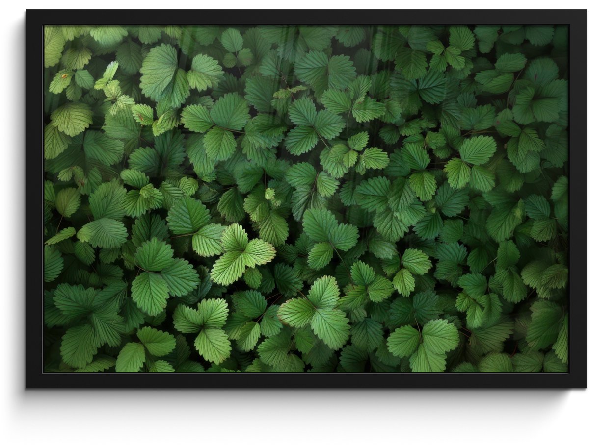 FrameYourWall Poster in lijst - Fotolijst 60x40 cm - Posters - Groen - Bladeren - Kartel - Zonlicht - Posterlijst zwart - Decoratie - Wanddecoratie woonkamer - Muurdecoratie slaapkamer