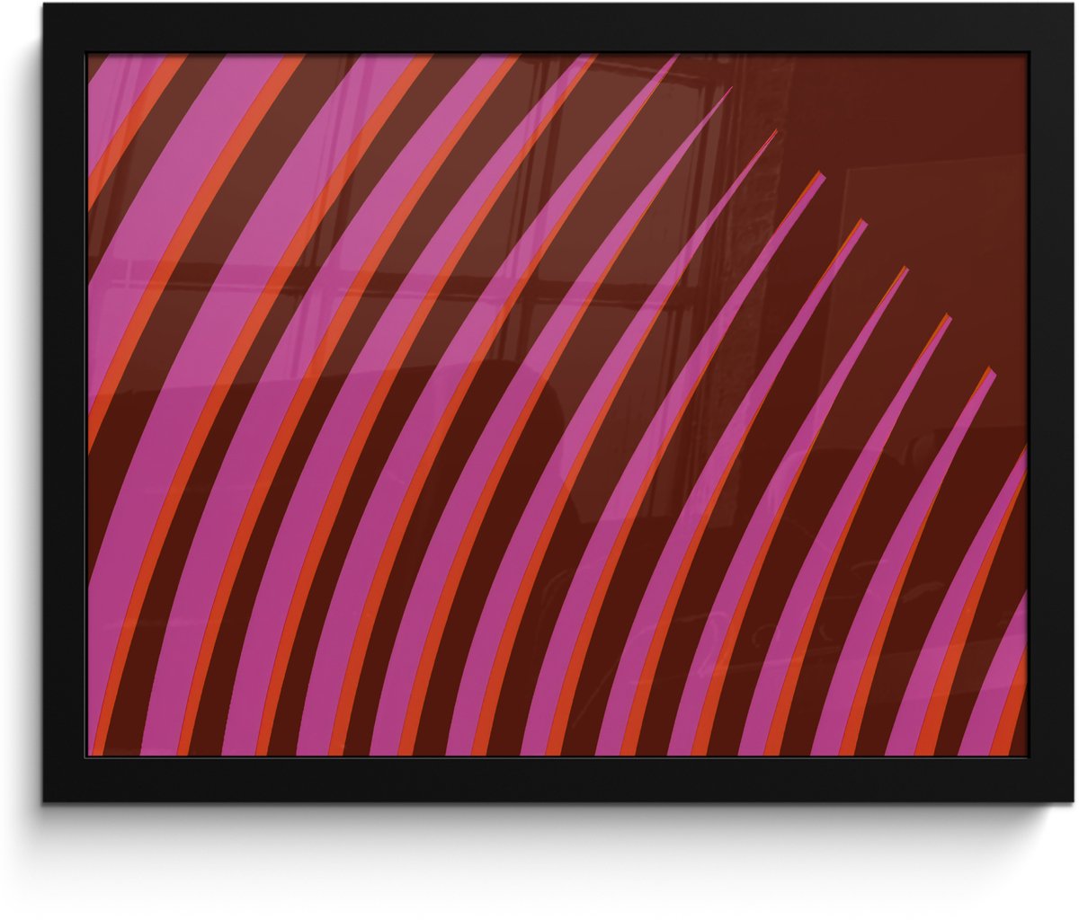 FrameYourWall Poster in lijst - Fotolijst 40x30 cm - Posters - Lijnen - Rood - Beweging - Posterlijst zwart - Decoratie - Wanddecoratie woonkamer - Muurdecoratie slaapkamer
