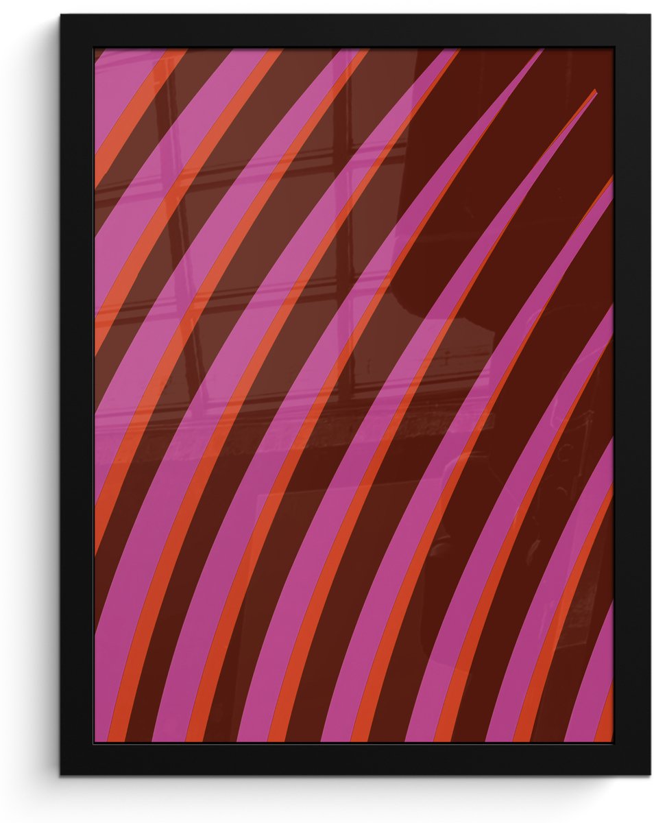 FrameYourWall Poster in lijst - Fotolijst 30x40 cm - Posters - Lijnen - Rood - Beweging - Posterlijst zwart - Decoratie - Wanddecoratie woonkamer - Muurdecoratie slaapkamer