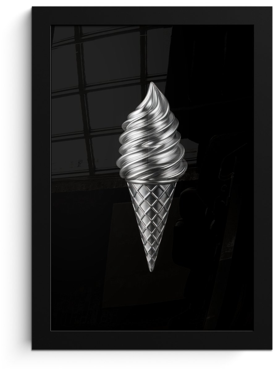 FrameYourWall Poster in lijst - Fotolijst 20x30 cm - Posters - Softijs - Realistisch - Futuristisch - Posterlijst zwart - Decoratie - Wanddecoratie woonkamer - Muurdecoratie slaapkamer