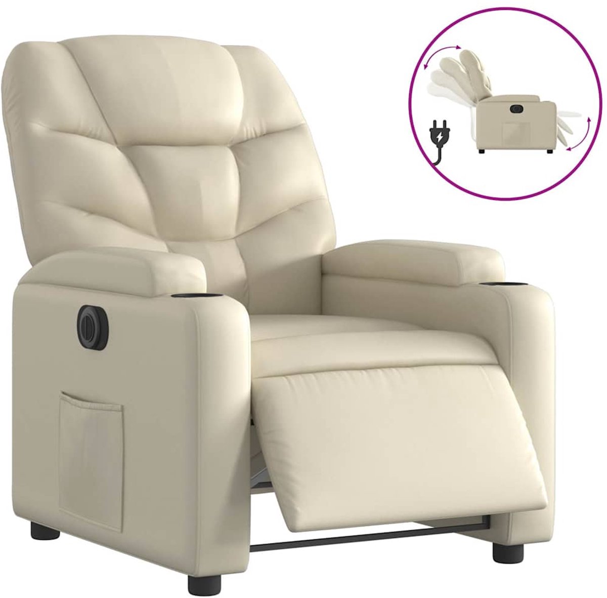 vidaXL Fauteuil - elektrisch - verstelbaar - kunstleer - crèmekleurig