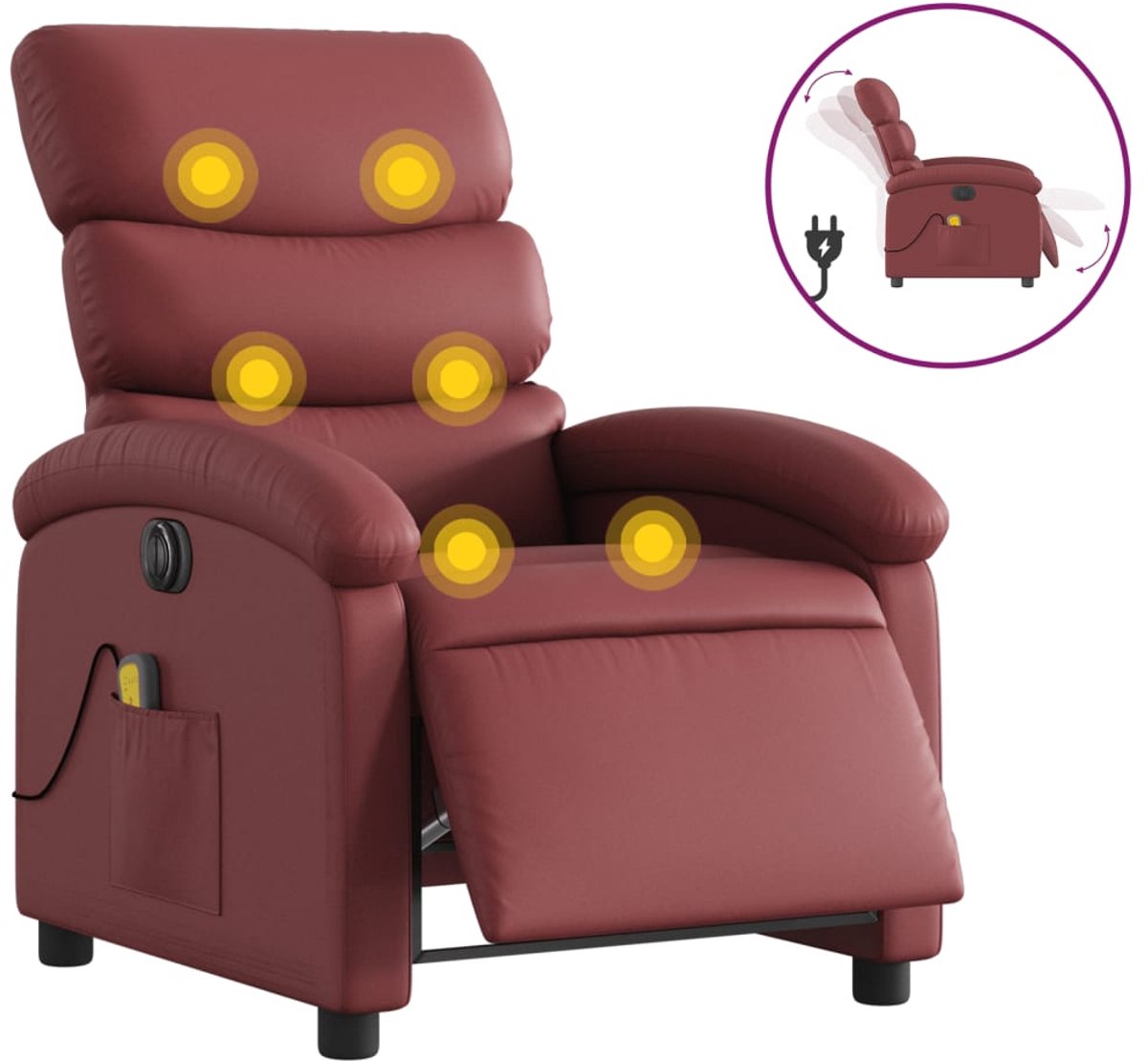 vidaXL Massagestoel - verstelbaar - elektrisch - kunstleer - wijnrood