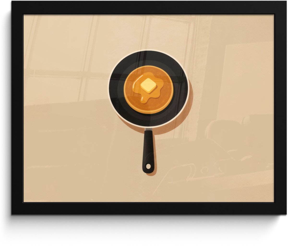 Poster in lijst - Fotolijst 40x30 cm - Posters - Pannenkoek - Koekenpan - Boter - Minimali