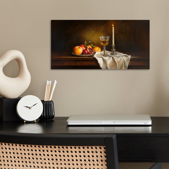 Affiche 40x20 cm - Fruits - Nature morte - Vin - Bougie - Posters - Décoration chambre - Décoration murale salon - Décoration murale chambre
