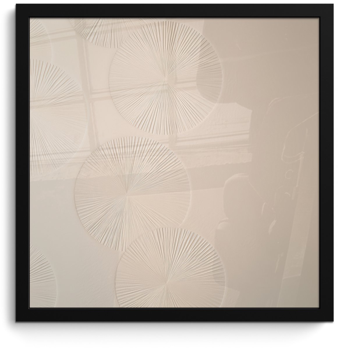 FrameYourWall Poster in lijst - Fotolijst 40x40 cm - Posters - Japandi - Beige - Modern - Posterlijst zwart - Decoratie - Wanddecoratie woonkamer - Muurdecoratie slaapkamer Japandi - Cirkels