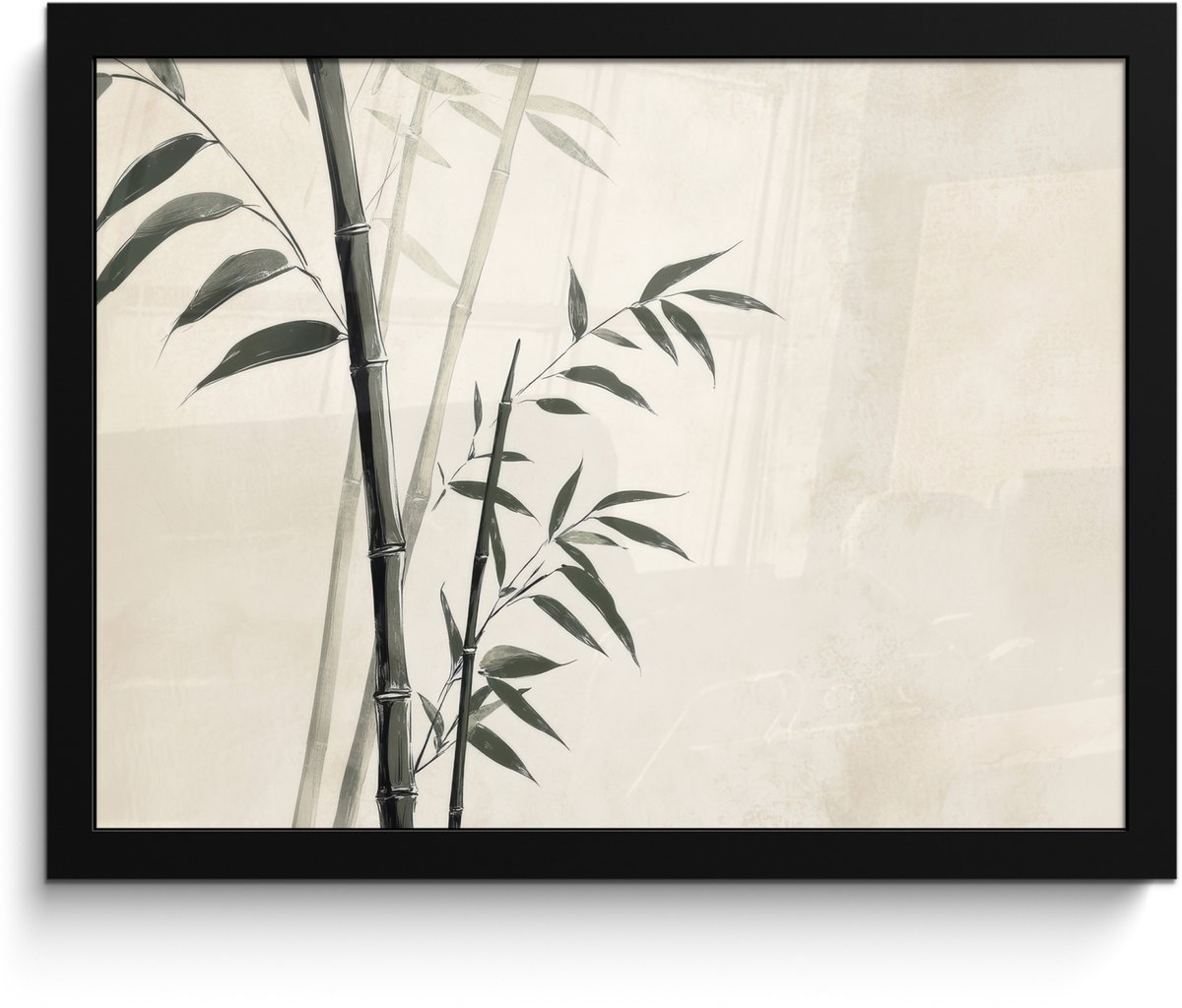 FrameYourWall Poster in lijst - Fotolijst 40x30 cm - Posters - Japandi - Bamboe - Beige - Posterlijst zwart - Decoratie - Wanddecoratie woonkamer - Muurdecoratie slaapkamer