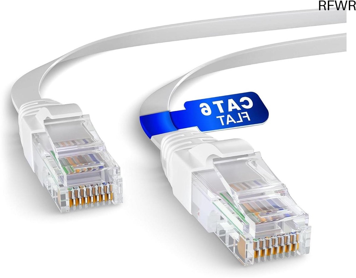 RFWR® Platte Cat6 Ethernet Kabel 10m - Snelle LAN Netwerkverbinding met RJ45 Connector
