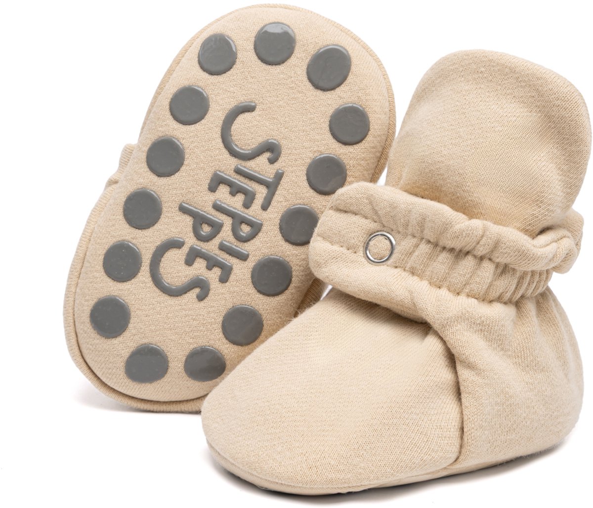 Steppies - Babyslofjes Antislip voor Jongens en Meisjes - Beige - 12-15 Maanden (13cm) - Schoenmaat 20-21 - Stappertjes