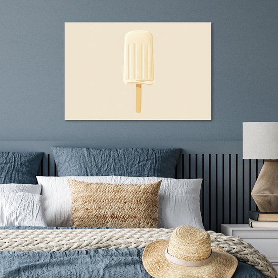 Poster 90x60 cm - Minimalistisch - Waterijsje - Stokje - Beige - Posters - Kamer decoratie - Wanddecoratie woonkamer - Muurdecoratie slaapkamer