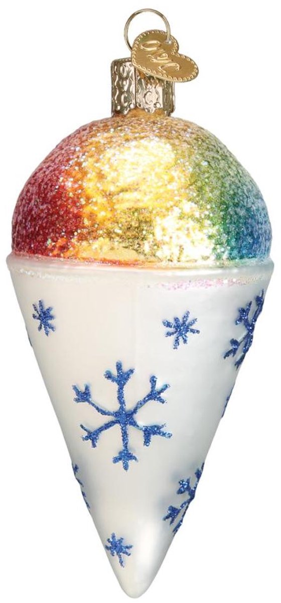Kerstbal Schaafijs in Hoorntje – Glas – 10 cm – Old World Christmas – Handgemaakt Ornament