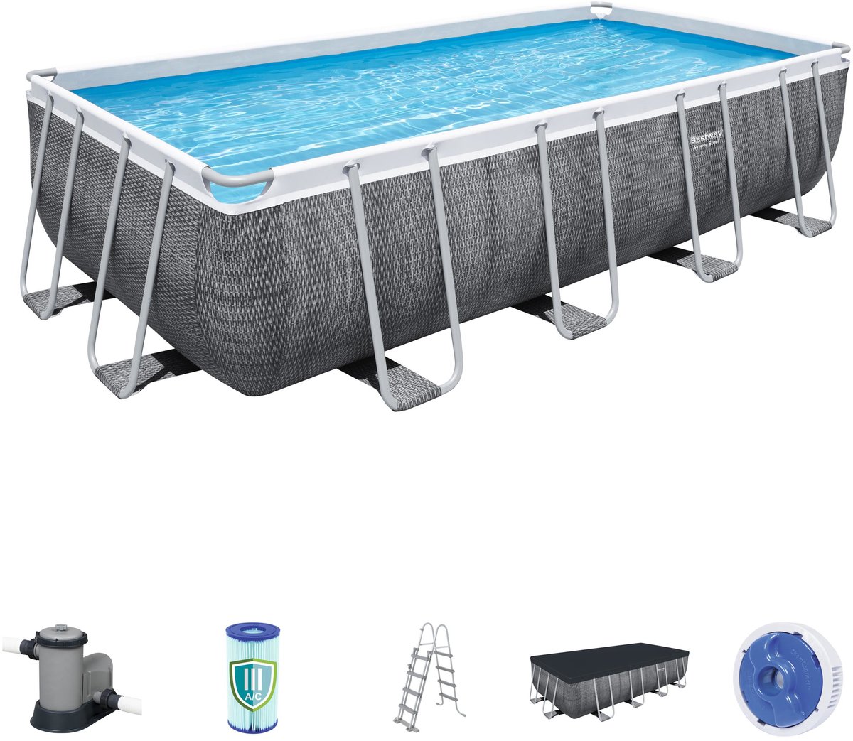 Bestway Power Steel pool set with filter pump - 549 x 274 x 122 cm - Rattan print