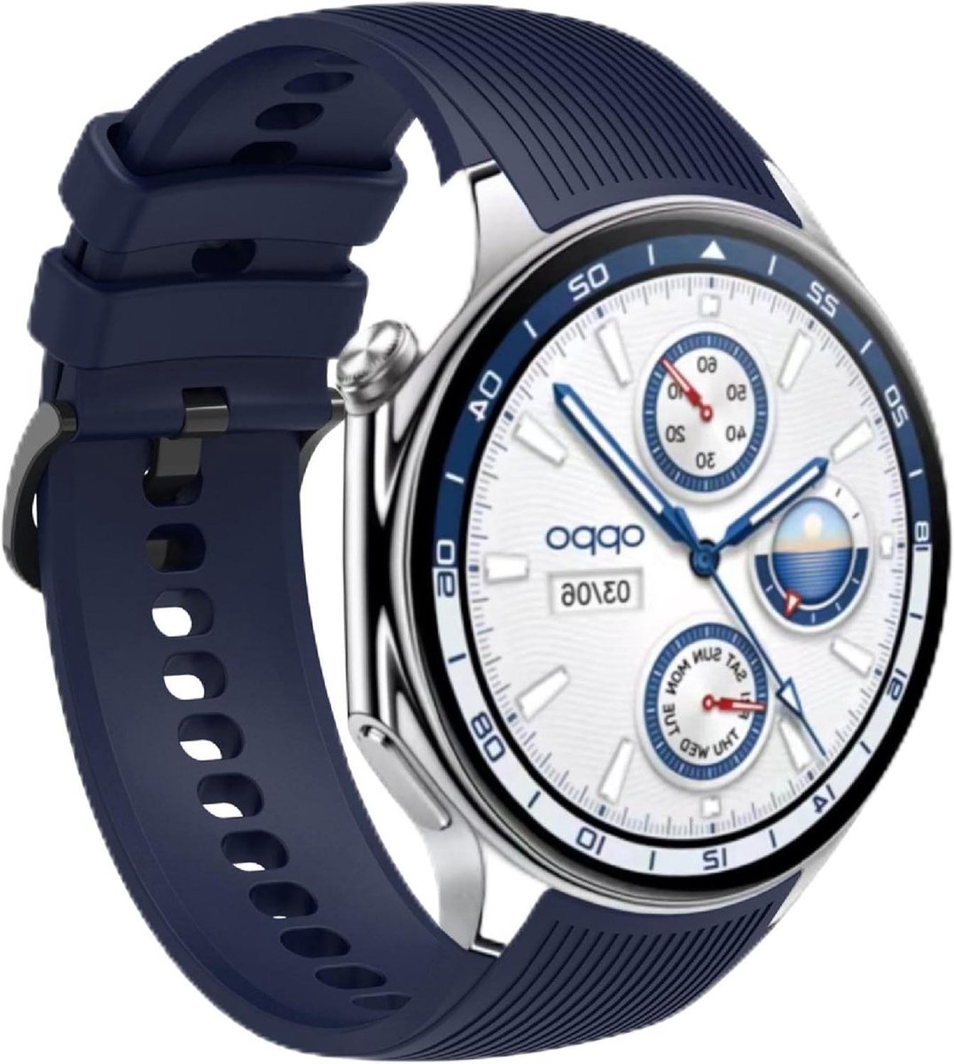 Band Compatibel met Smartwatch 3, Zachte Siliconen Horlogeband, Klassiek Modieus Ontwerp - Midnight Blue