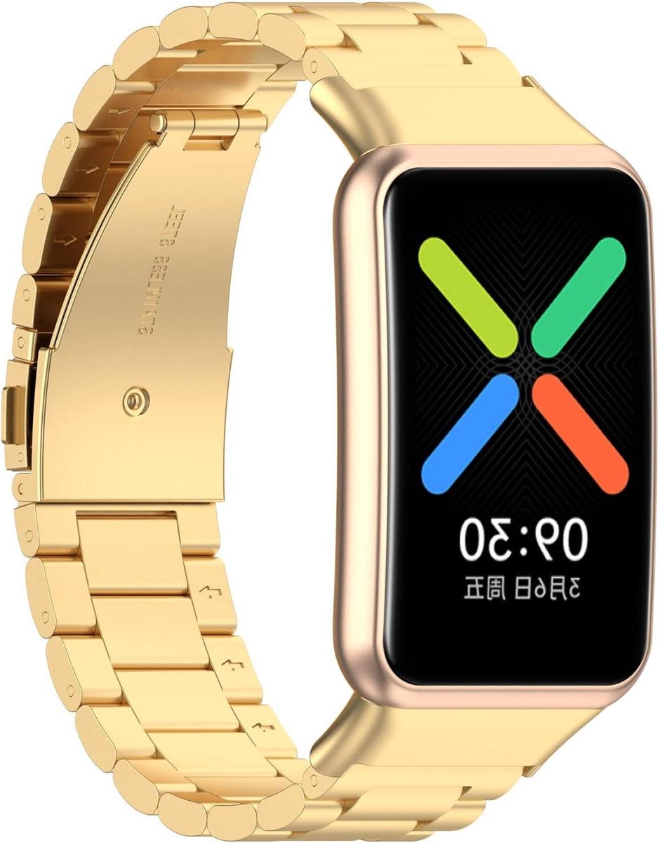 Horlogeband compatibel met smartwatch, roestvrijstalen vervangende band - goud - slijtvast en lichtgewicht