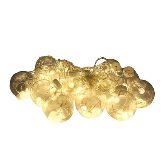 Guirlande lumineuse étanche à boules de vœux, guirlande lumineuse suspendue pour décoration de sapin de Noël, terrasse, pelouse, jardin, mariage – Blanc chaud