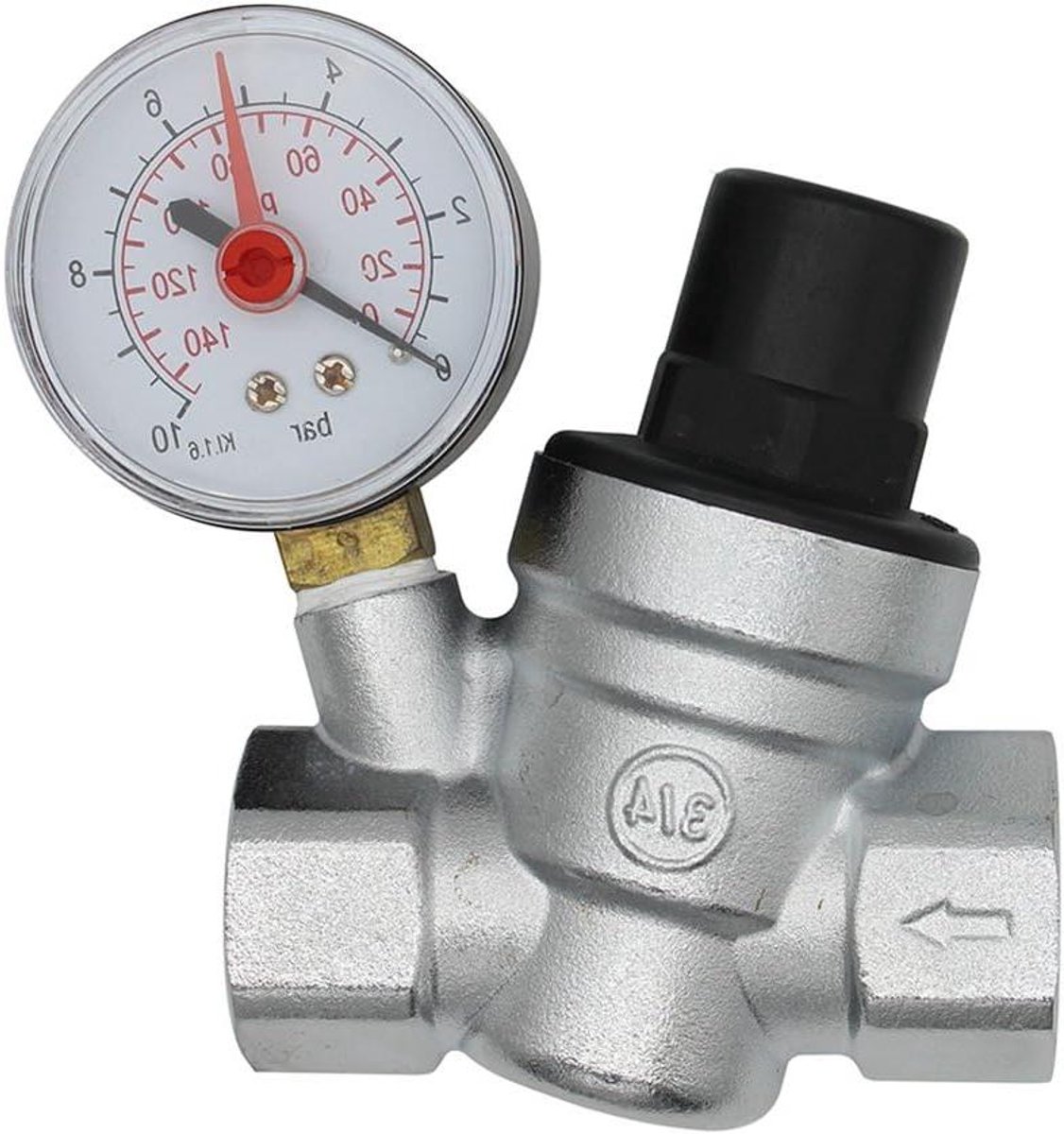 Allecto plus - Messing waterdrukregelaar met manometer voor optimale drukregeling - 3/4 inch