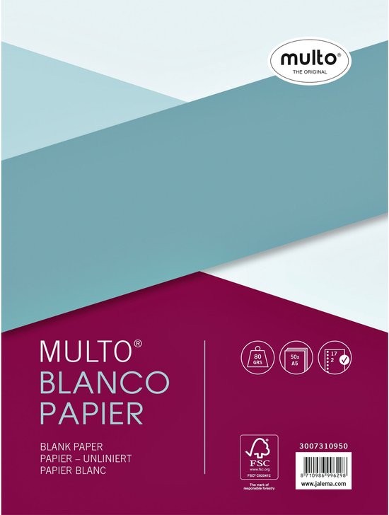 Multo Binder Multo Ringbandinterieur - Blanco papier A5 - 17-gaats - 50 vel - MU ...