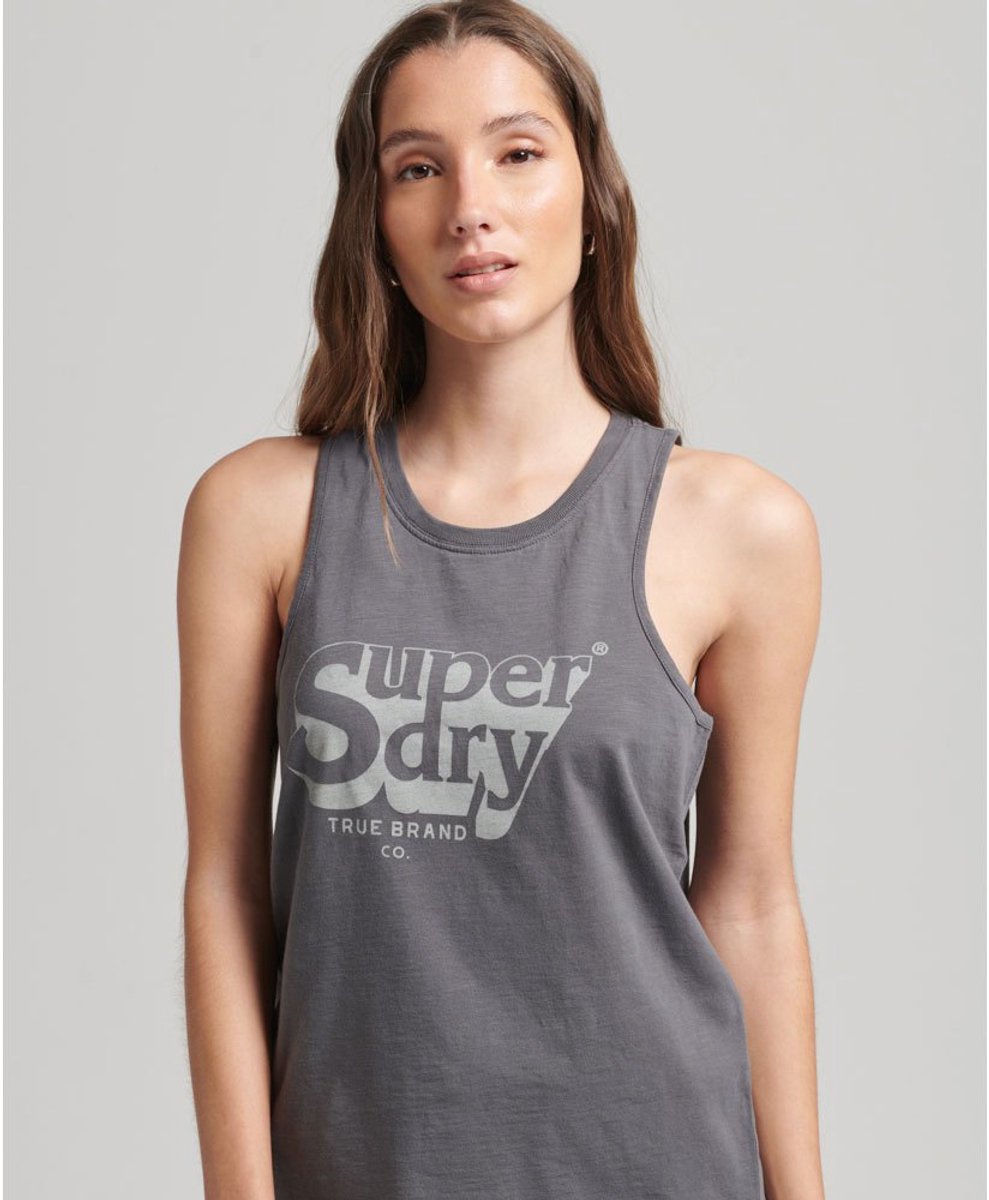 Superdry Vintage Shadow Mouwloos T-shirt XS Vrouw Zwart