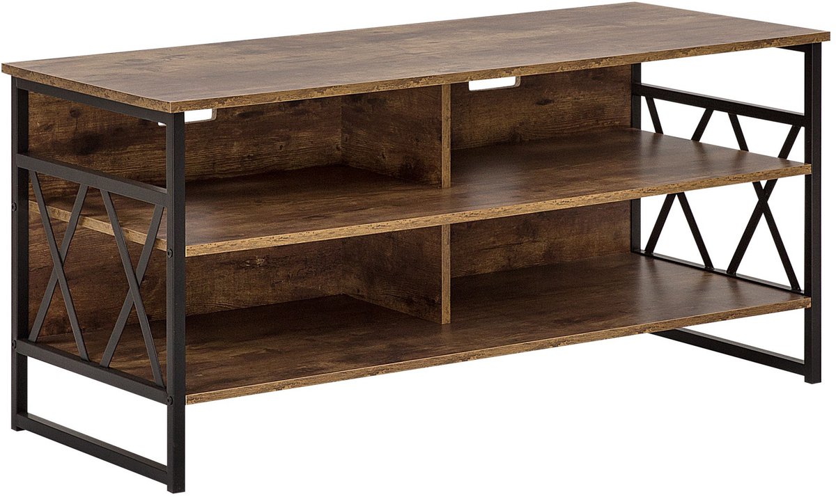 Beliani CARLISLE - TV-meubel - Donkere houtkleur - Vezelplaat Bruin