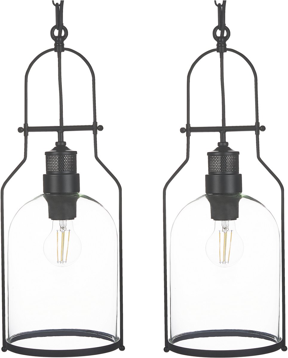 BASHILO - Handlamp set van 2 - Zwart - IJzer