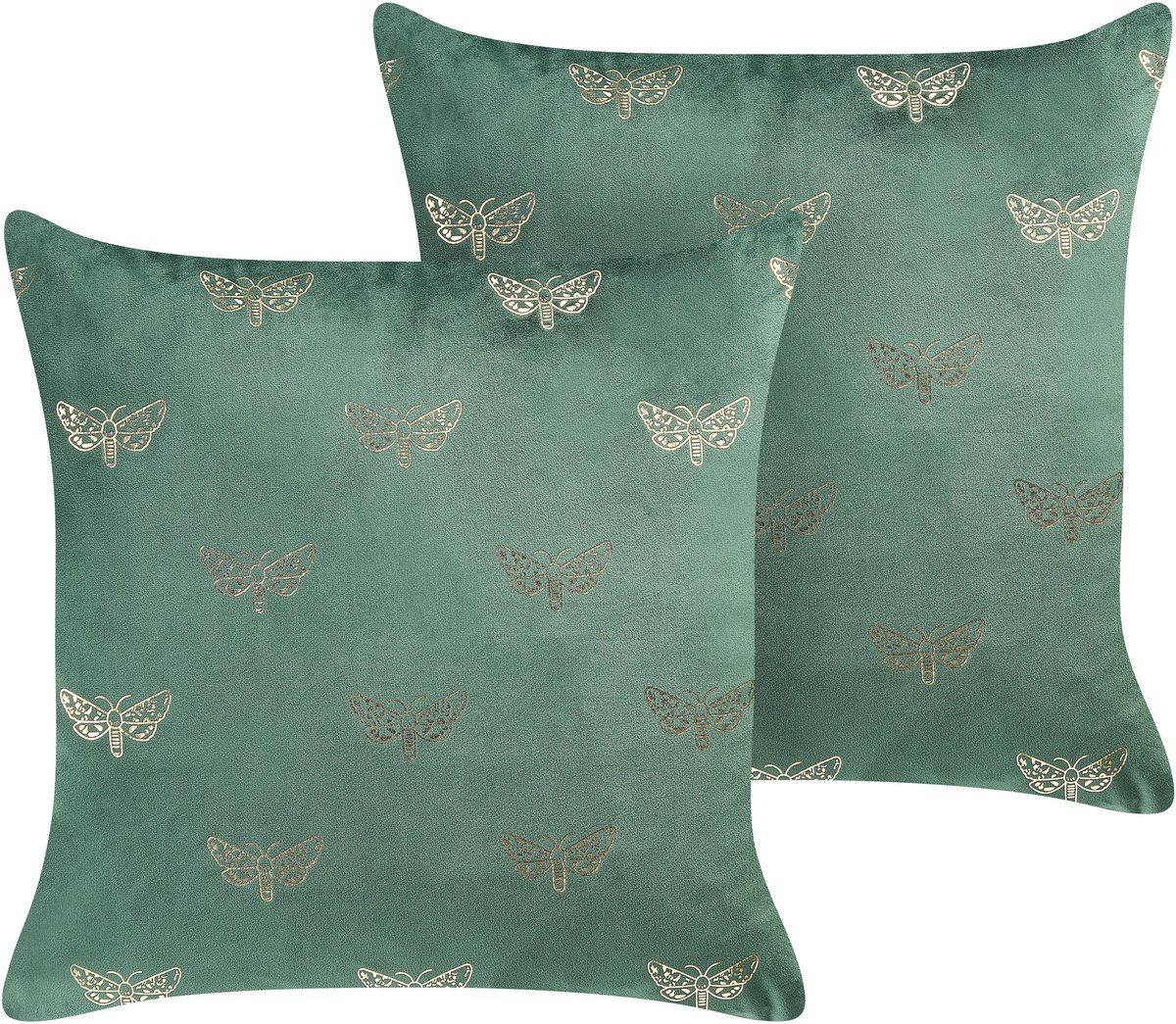 Beliani YUZURI - Sierkussen set van 2 - Smaragdgroen - 45 x 45 cm - Fluweel