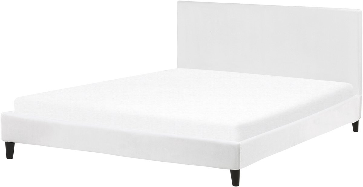 Beliani FITOU - Tweepersoonsbed - Wit - 180 x 200 cm - Fluweel